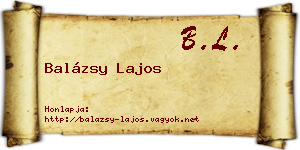 Balázsy Lajos névjegykártya